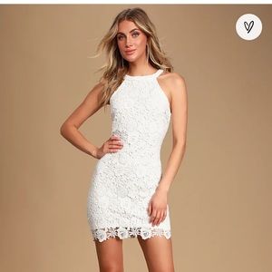 Love Poem Ivory Lace Mini Dress